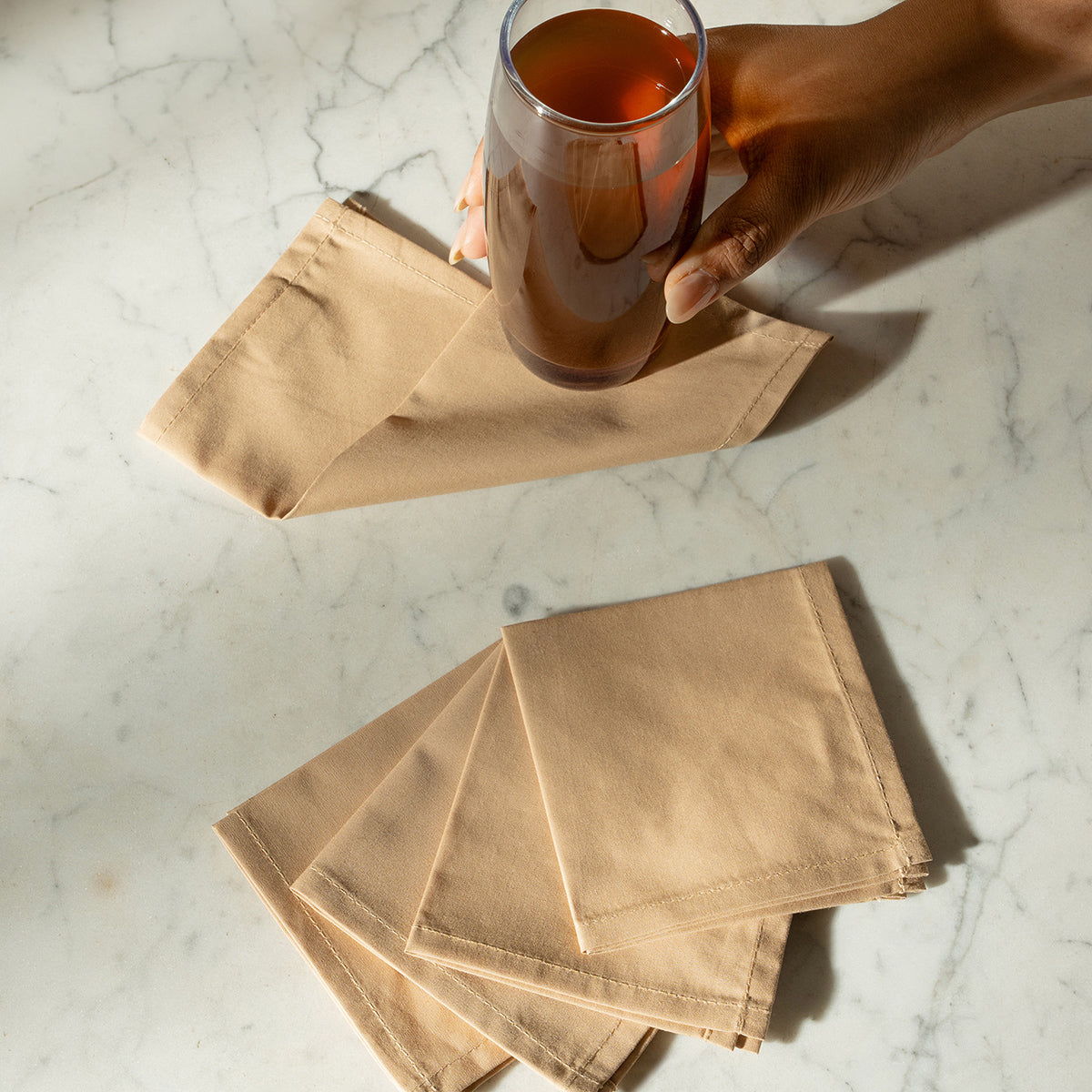 Slumber 100% Cotton Cocktail Napkin Set 20X20 CM Latte