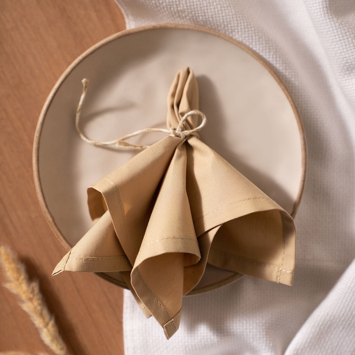 Slumber 100% Cotton Cocktail Napkin Set 20X20 CM Latte