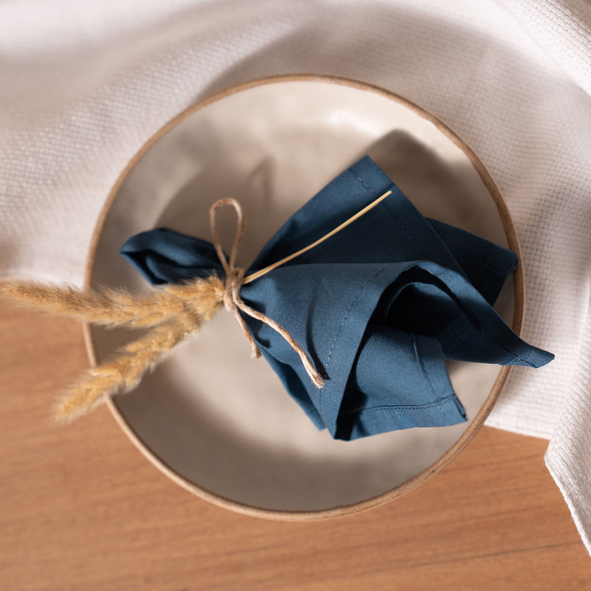 Eden 100% Cotton Cocktail Napkin Set 20X20 CM Denim Blue