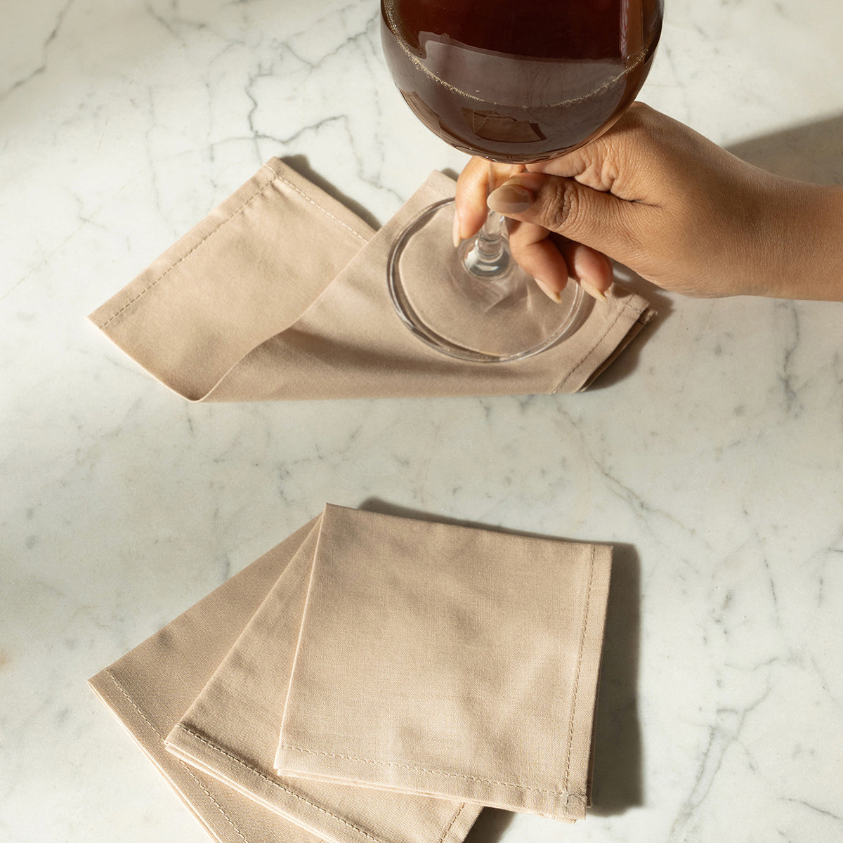 Eden 100% Cotton Cocktail Napkin Set 20X20 CM Sand Dune
