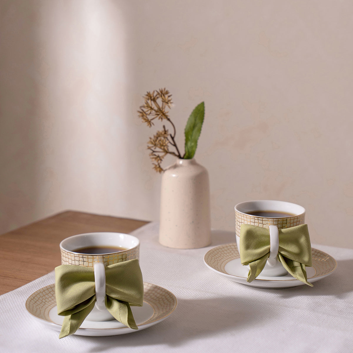 Eden 100% Cotton Cocktail Napkin Set 20X20 CM Sage Green