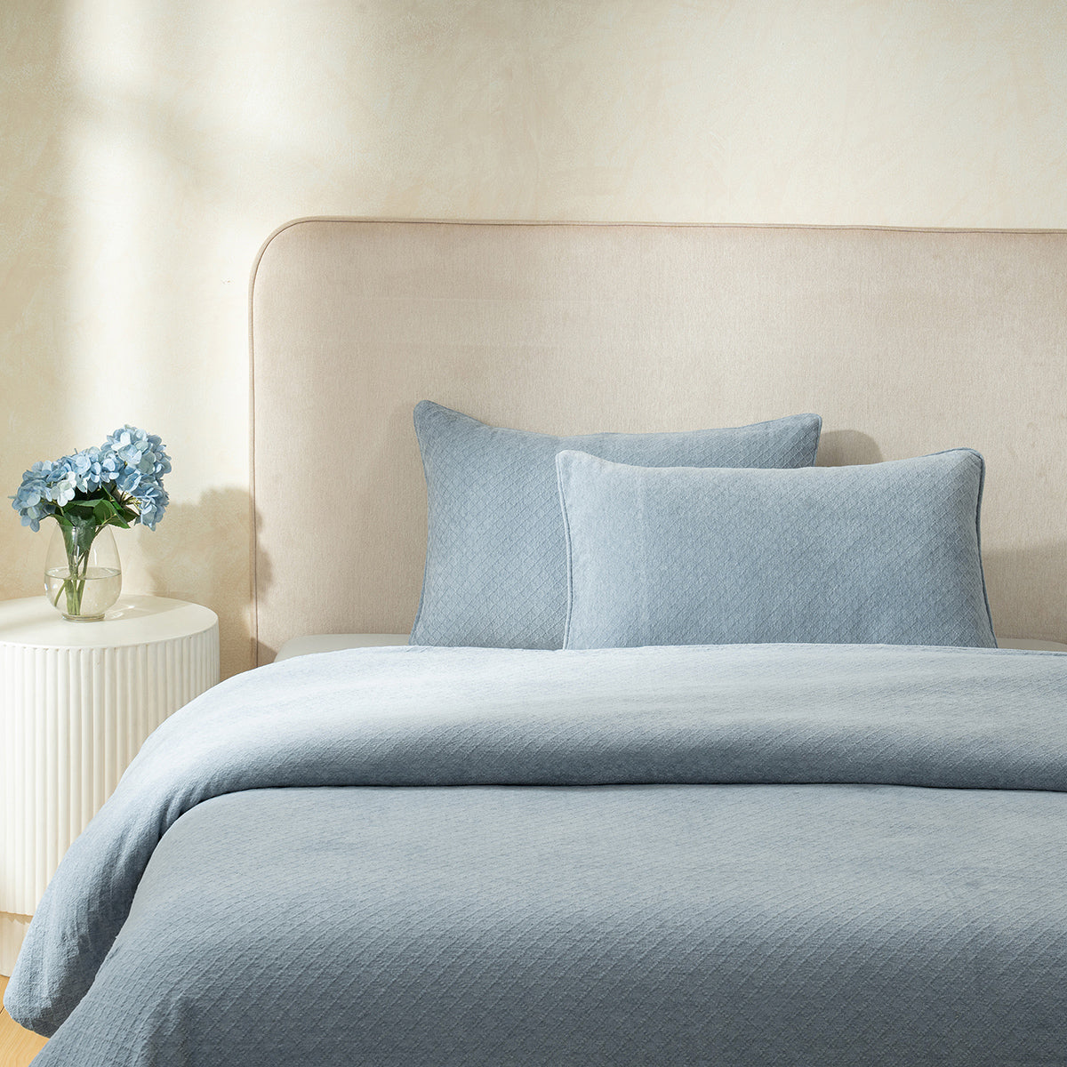 Blaize 100% Cotton Solid Weave Blue Pillow Sham Set