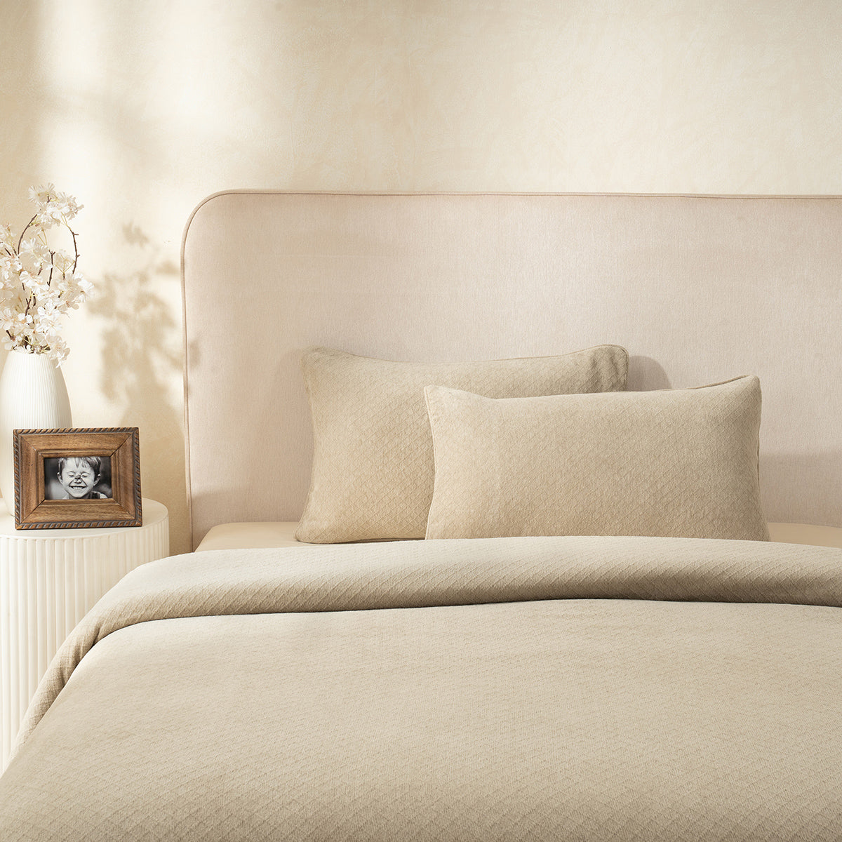 Blaize 100% Cotton Solid Weave Beige Pillow Sham Set