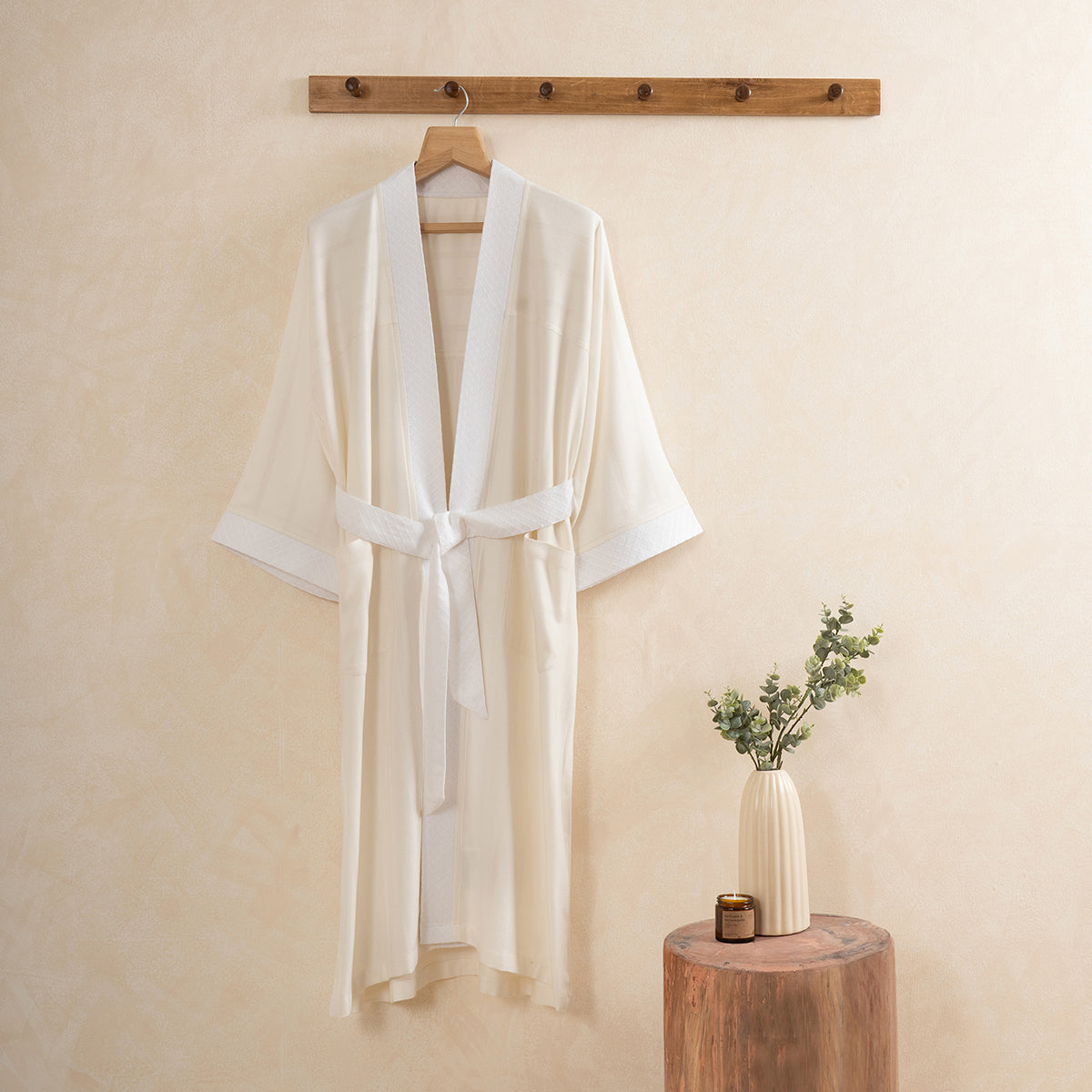 Bamboo Bath Robe Soft and Highly Absorbent Serene Haven Erika Off White