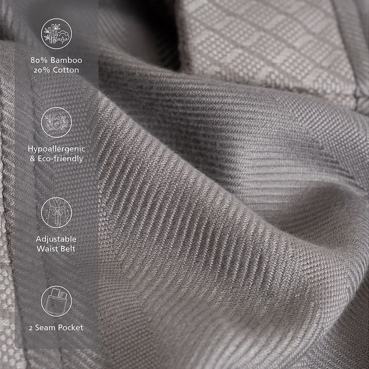Bamboo Bath Robe Soft and Highly Absorbent Serene Haven Erika Grey