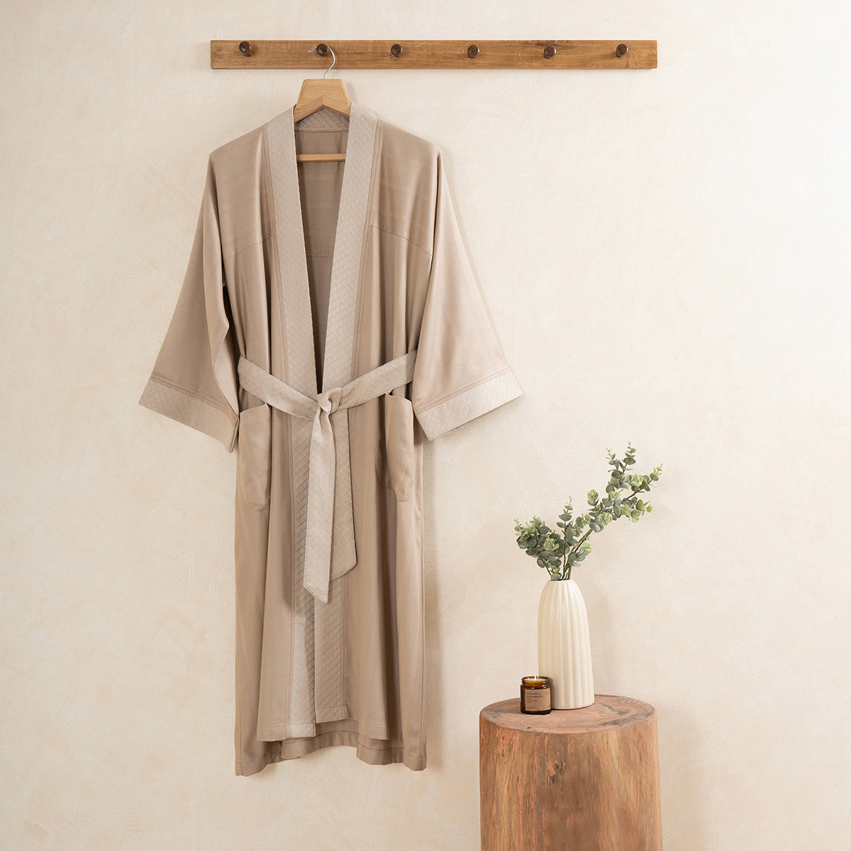 Bamboo Bath Robe Soft and Highly Absorbent Serene Haven Erika Beige