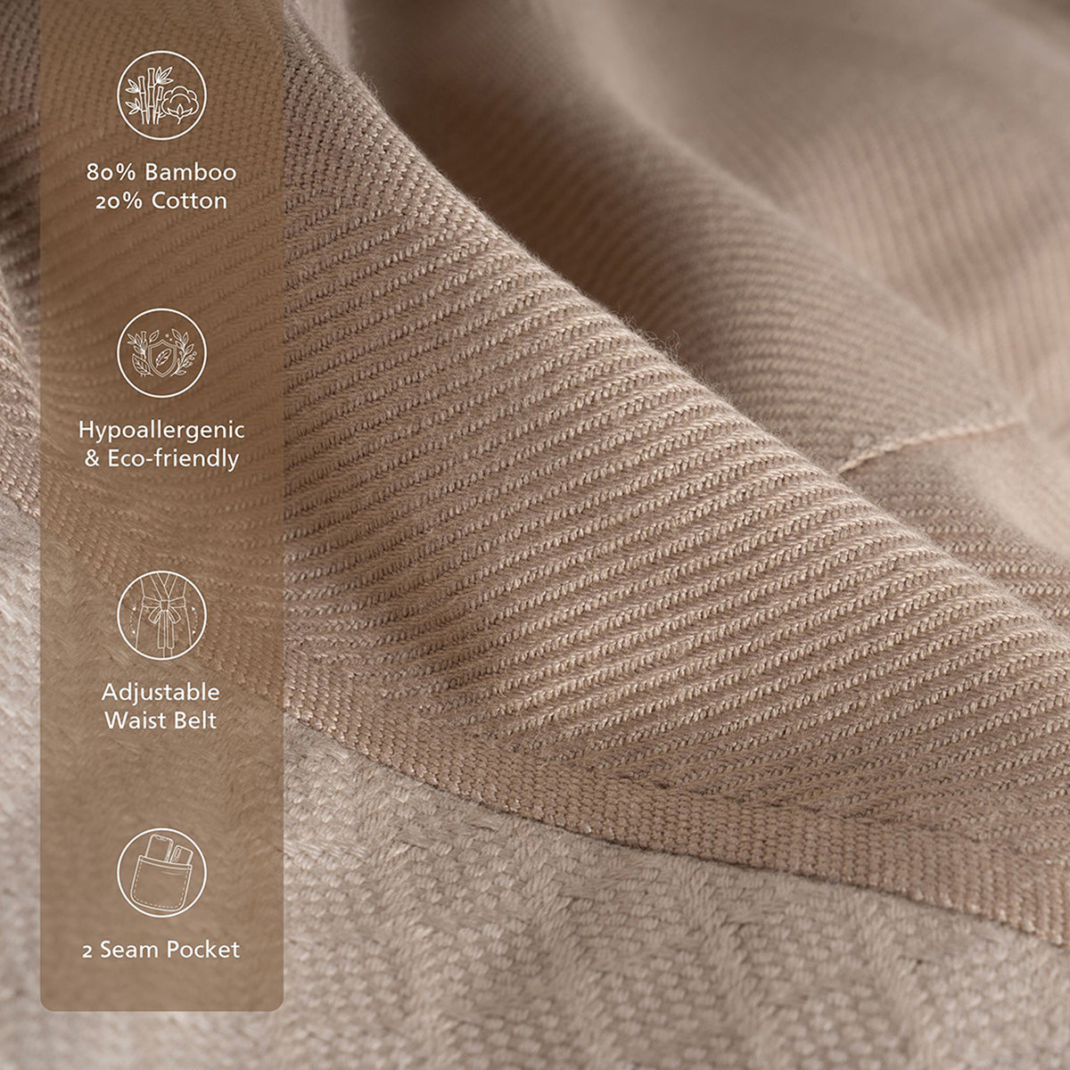 Bamboo Bath Robe Soft and Highly Absorbent Serene Haven Erika Beige
