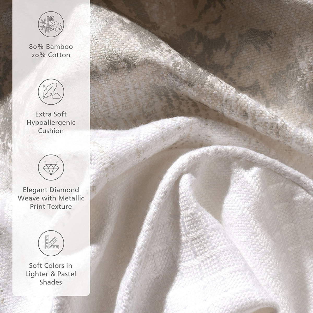 Bamboo Extra Soft Hypoallergic Decor Cushion Cover Serene Haven Highlawn White