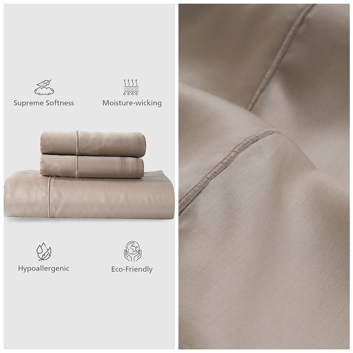 100% Tencel™ Solid Bedsheet with Pillow Case Serene Haven Noemi Neutral