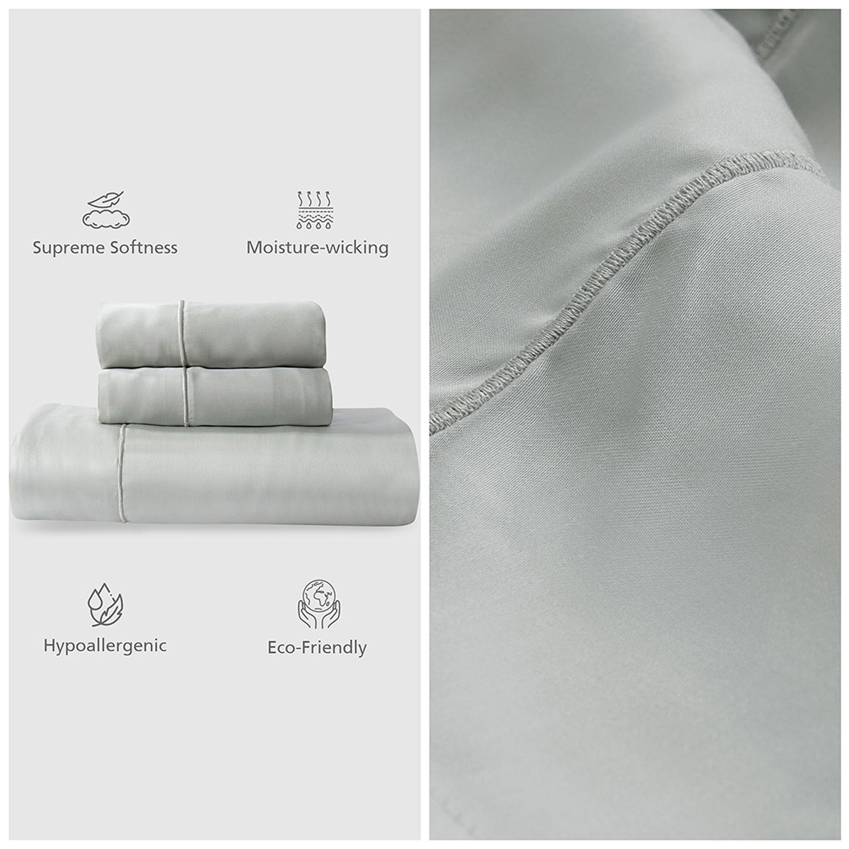 100% Tencel™ Solid Bedsheet with Pillow Case Serene Haven Noemi Green