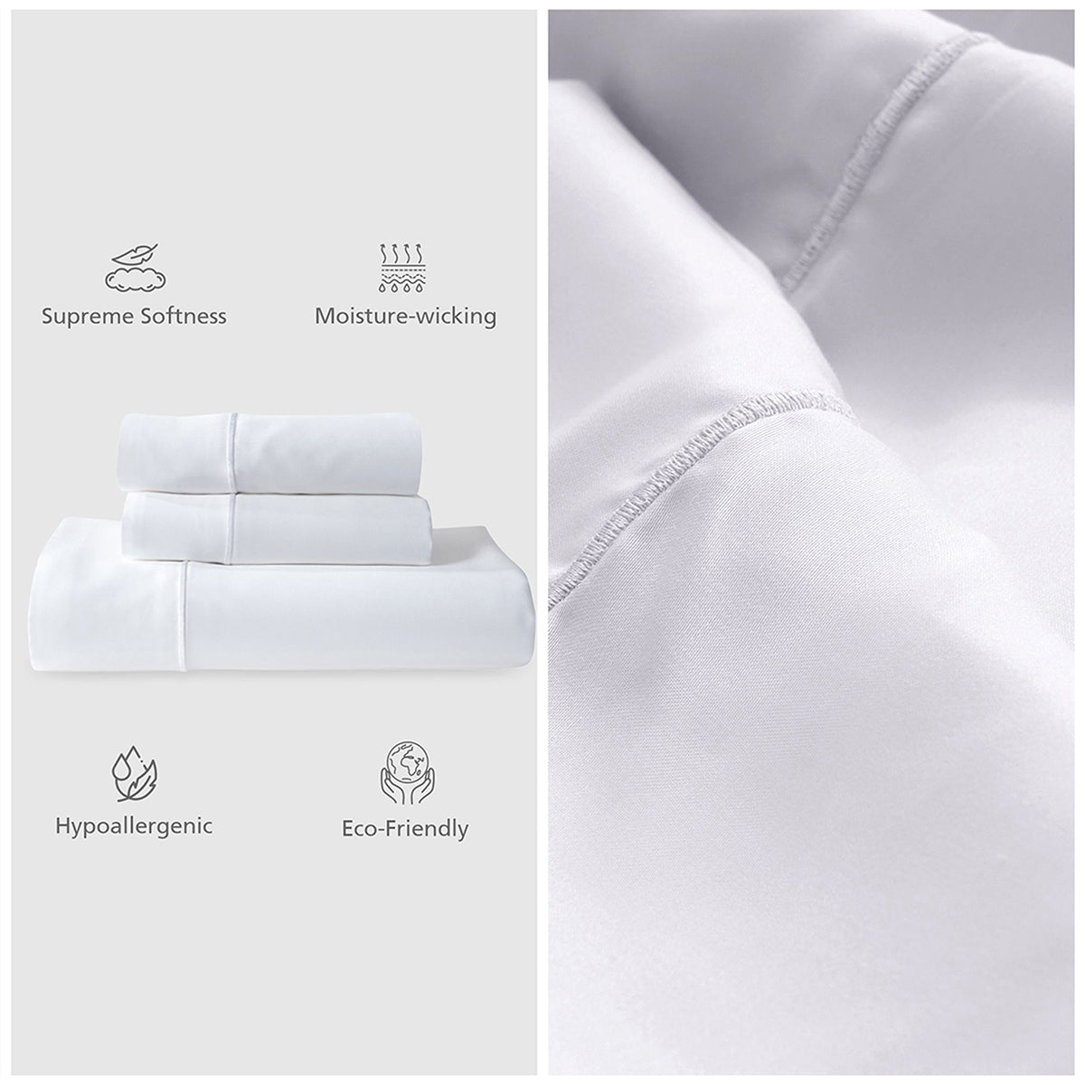 100% Tencel™ Solid Bedsheet with Pillow Case Serene Haven Noemi White