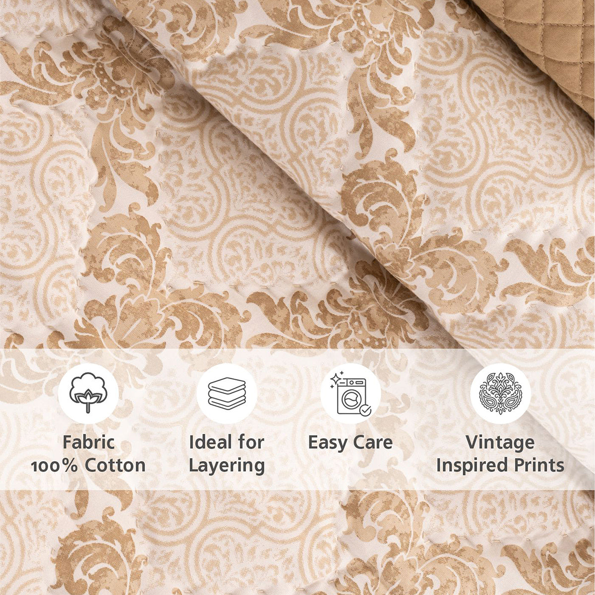 Quilt 100% Cotton Gold Damascene Imperial Grace