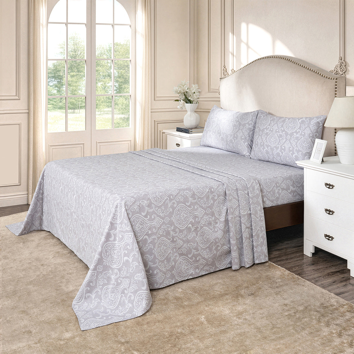 Bedsheet with Pillow Case Purple 100% Cotton Imperio