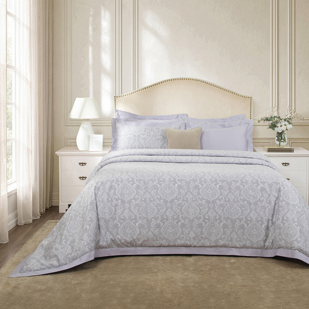 8 Pcs Duvet Cover Set 100% Cotton Purple Imperio