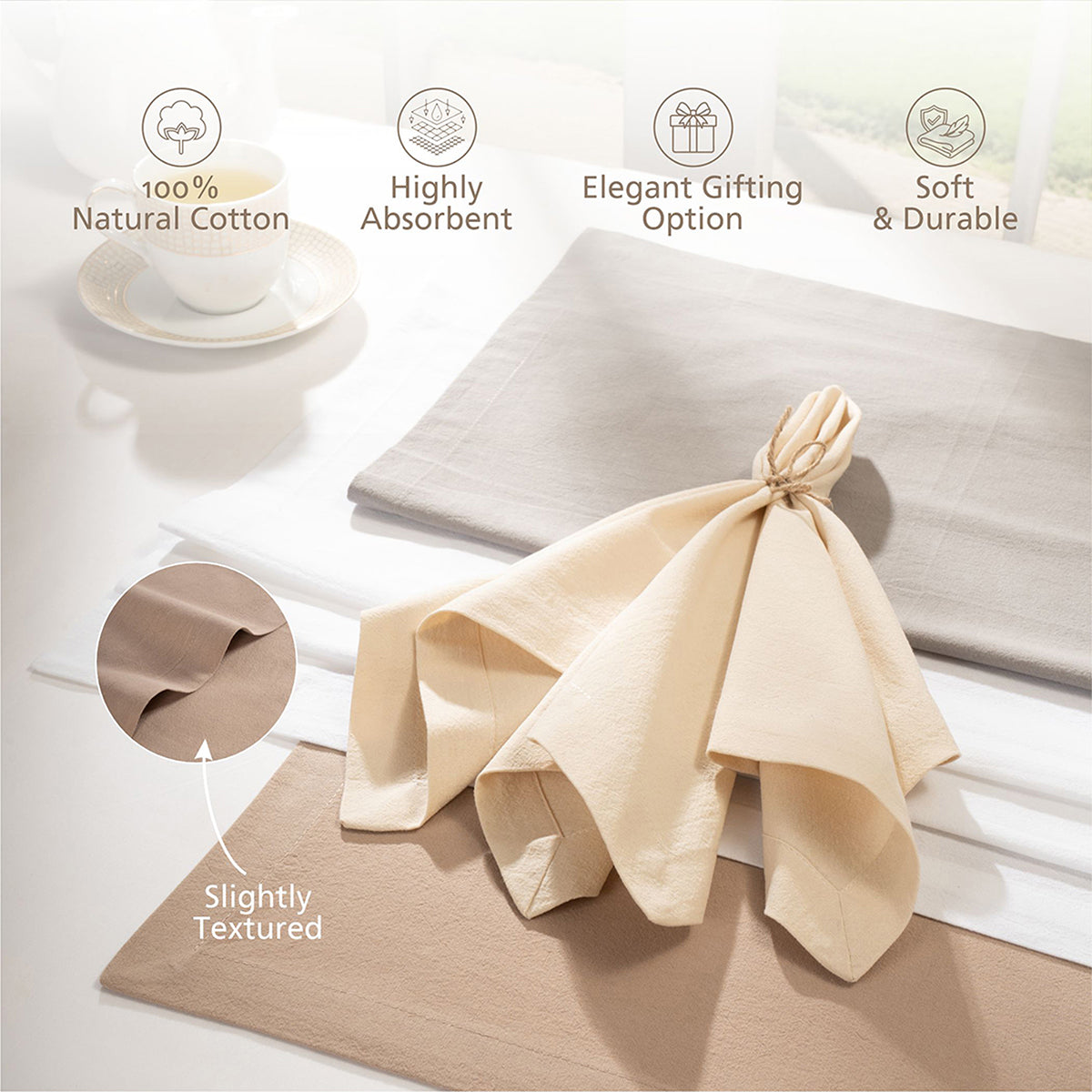 6 Pcs Napkin Set Vanilla Soft & Durable Maison