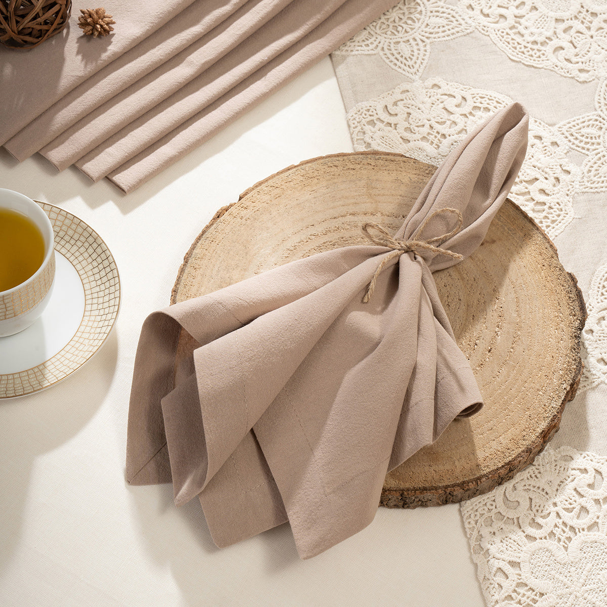6 Pcs Napkin Set Beige Soft & Durable Maison