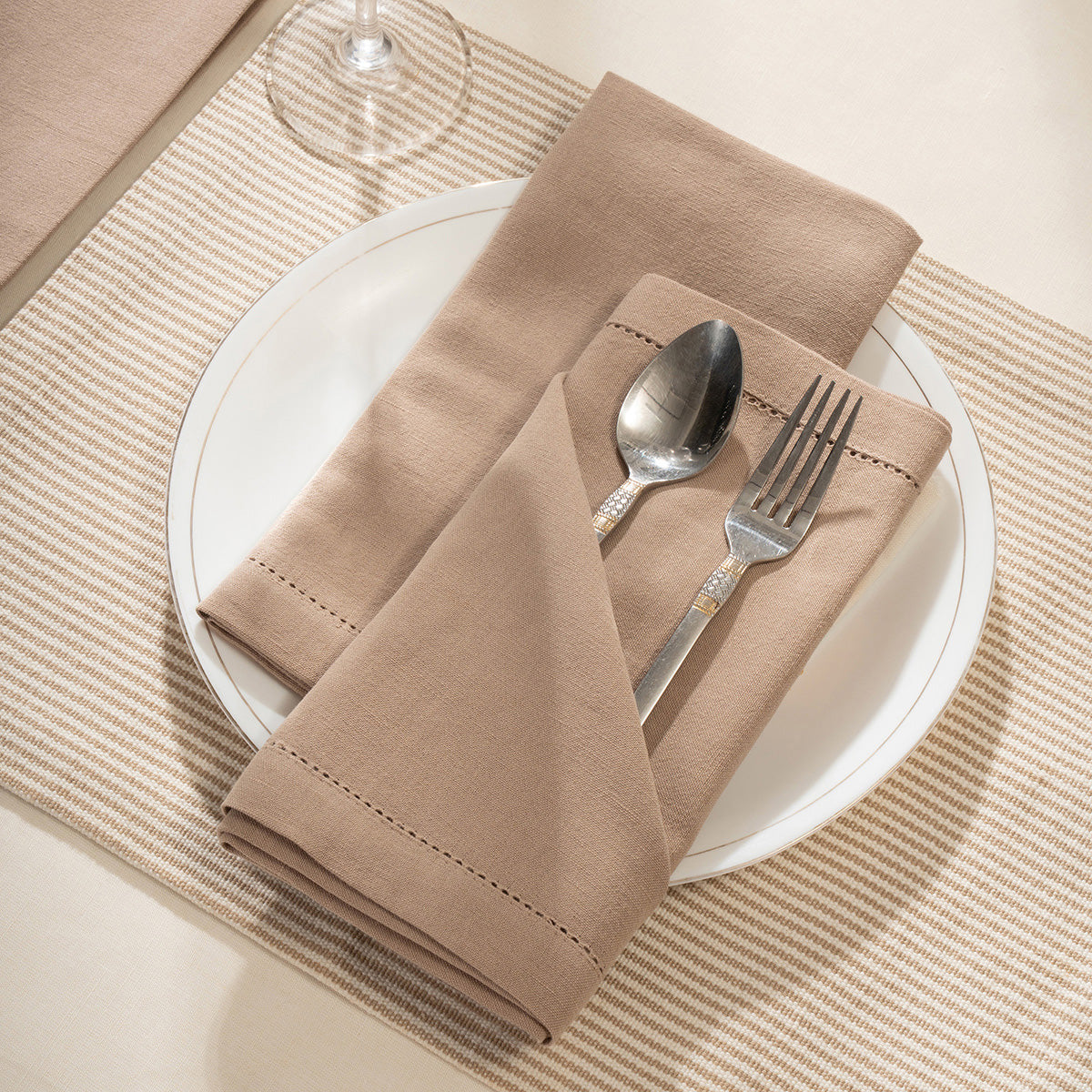 6 Pcs Napkin Set Beige Soft & Durable Elysian