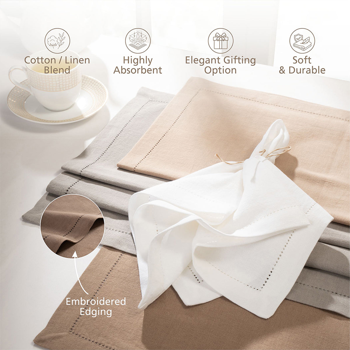 6 Pcs Napkin Set Graphite Soft & Durable Elysian
