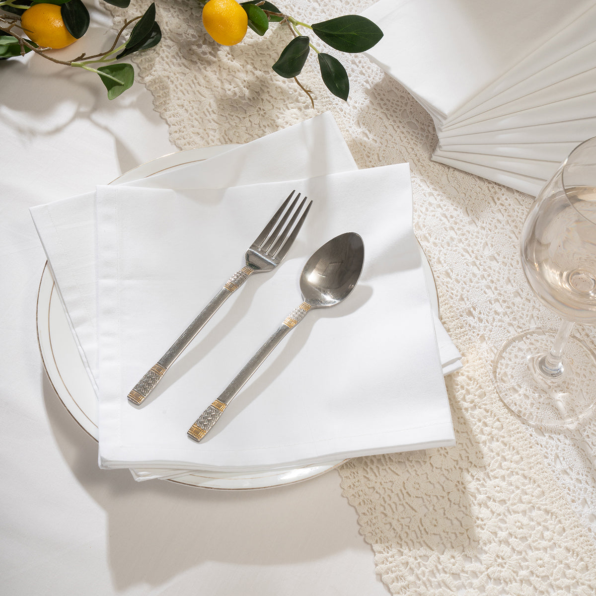 12 Pcs Napkin Set White Soft & Durable Natura