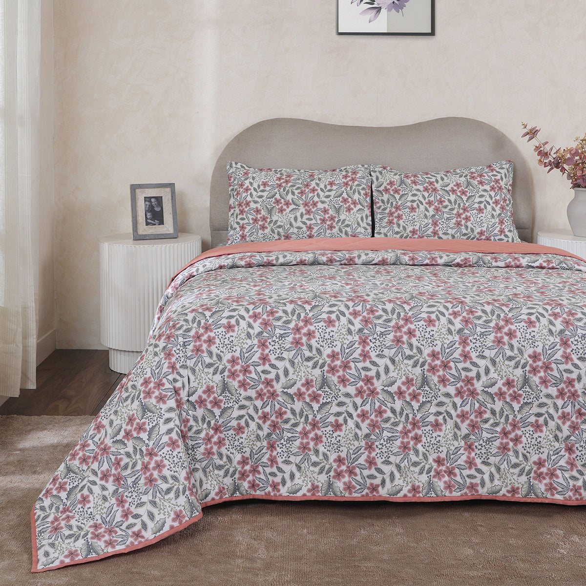 Hermosa Botanic Bloom Fleur Essence 4Pcs Red Quilt Set