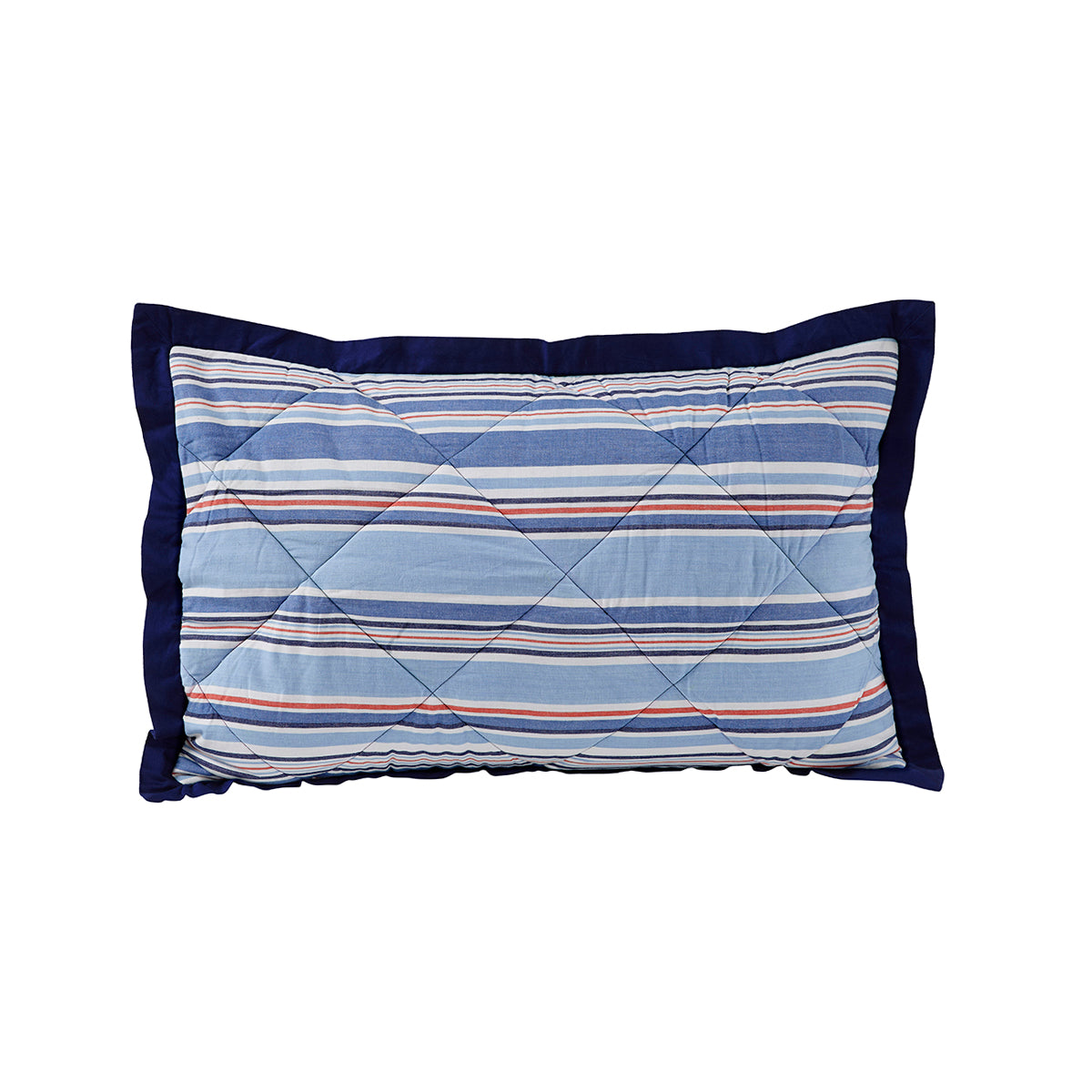 Little Maspar Quilted Hand Sailor Stripe Pillow Sham Set Blue