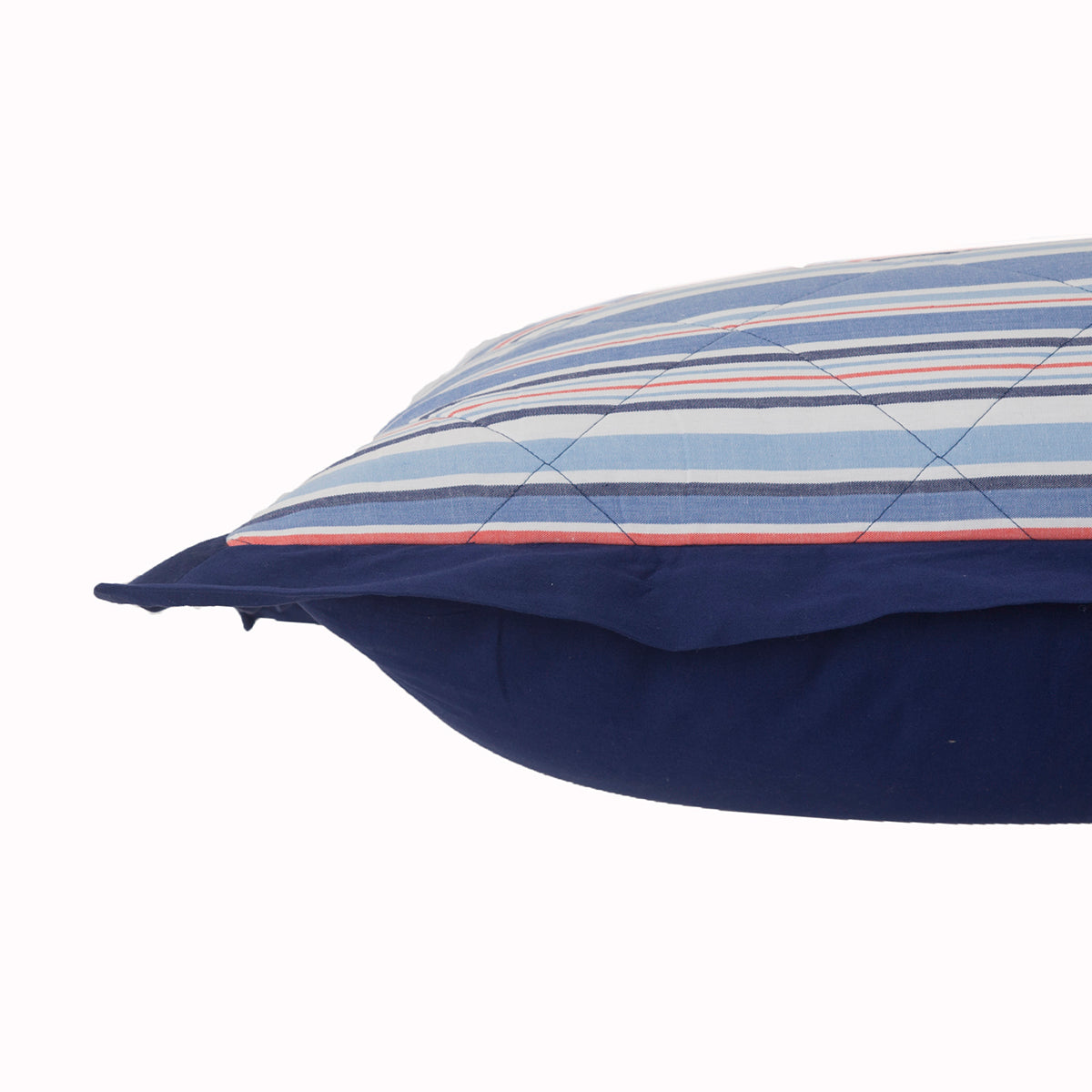 Little Maspar Quilted Hand Sailor Stripe Pillow Sham Set Blue