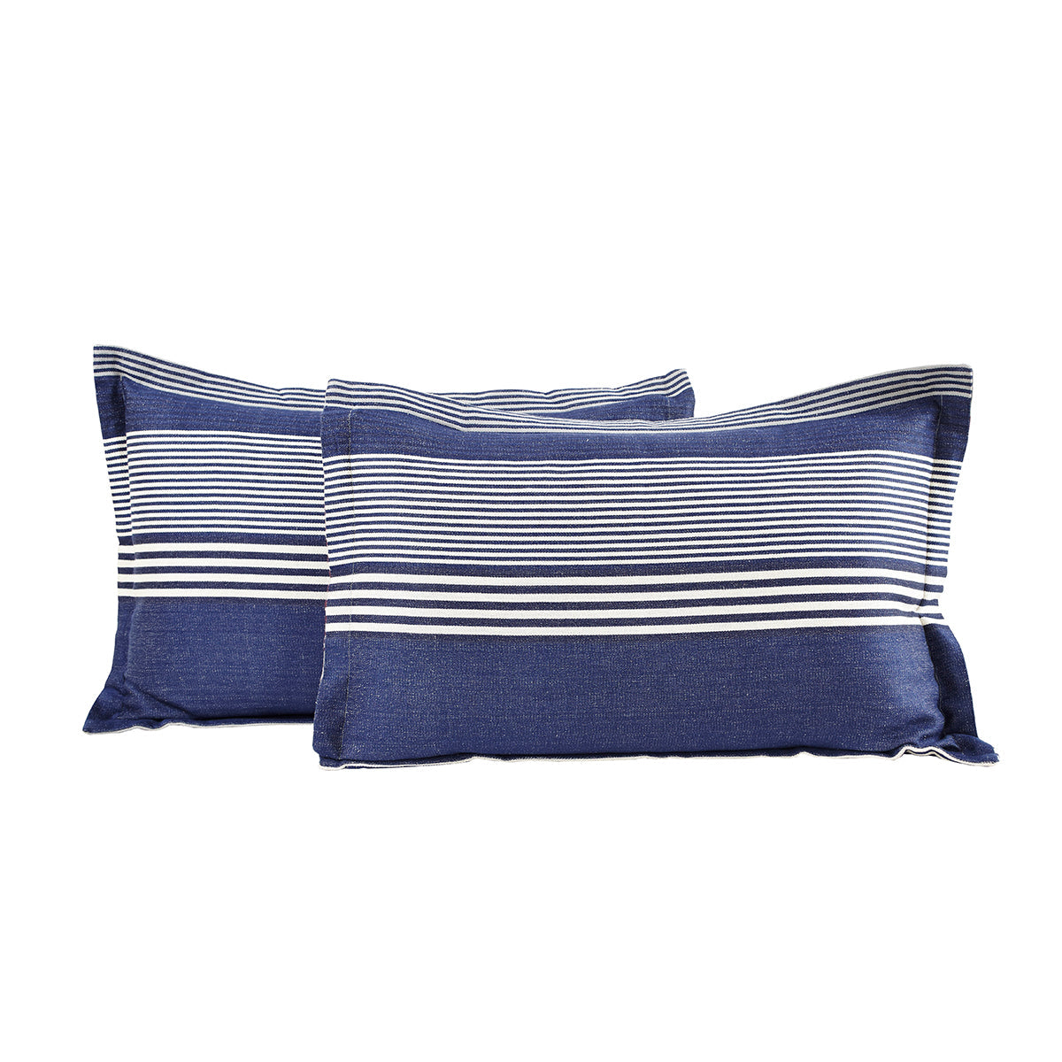Hues Woven Stripical Mishmash Pillow Sham Set Blue