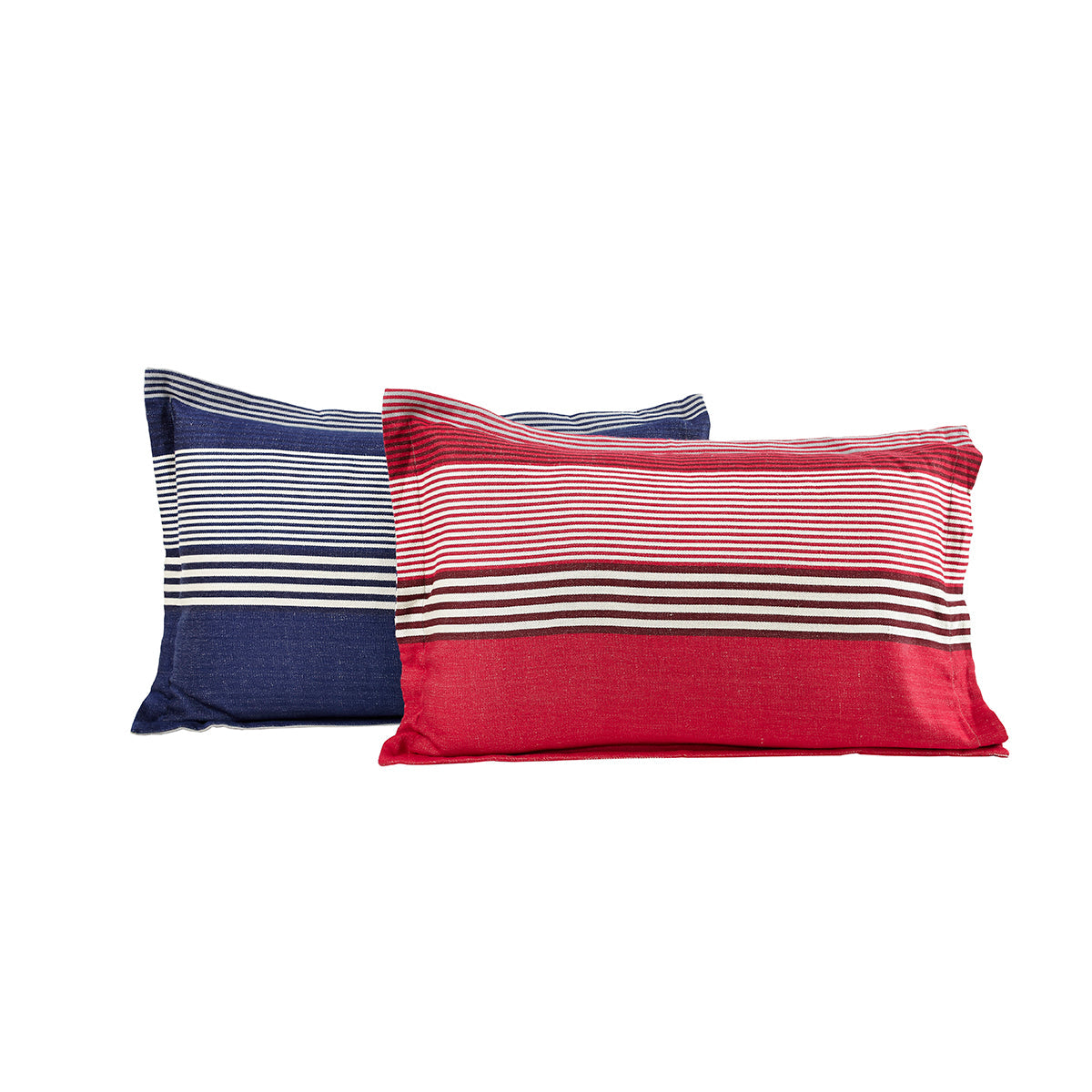 Hues Woven Stripical Mishmash Pillow Sham Set Red