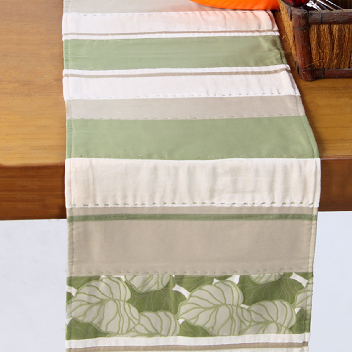 Maspar Palm Leaves 100% Cotton Print Flock Runner Green
