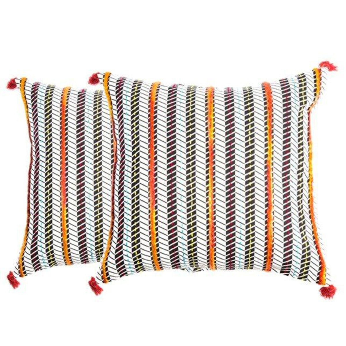 Carnival Broken Line Printed and Hand Work Black Cushion Cover Set