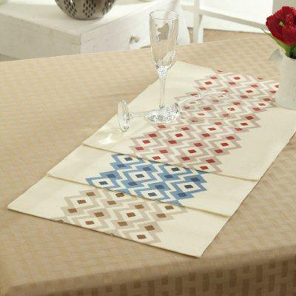 Maspar Diamond Dots 100% Cotton Printed Placemat Set Beige