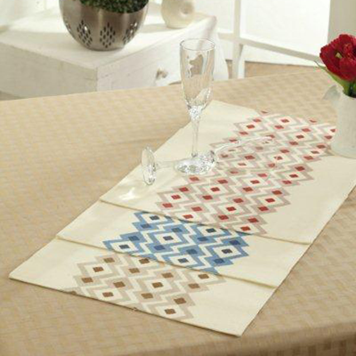 Maspar Diamond Dots 100% Cotton Printed Placemat Set Blue
