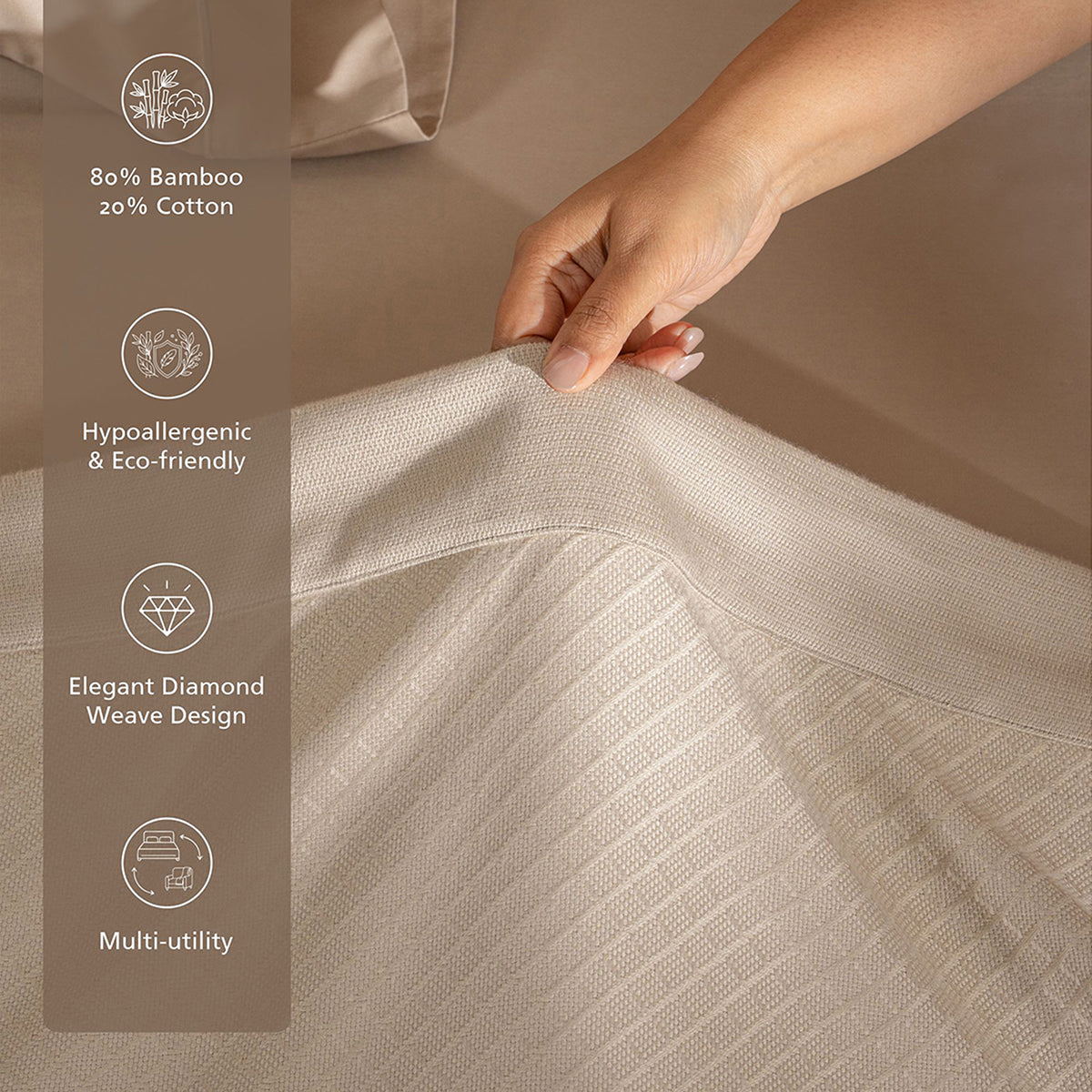Bamboo Eco Friendly Soft Blanket/Bed Cover/Multi Cover Serene Haven Highlawn Grey