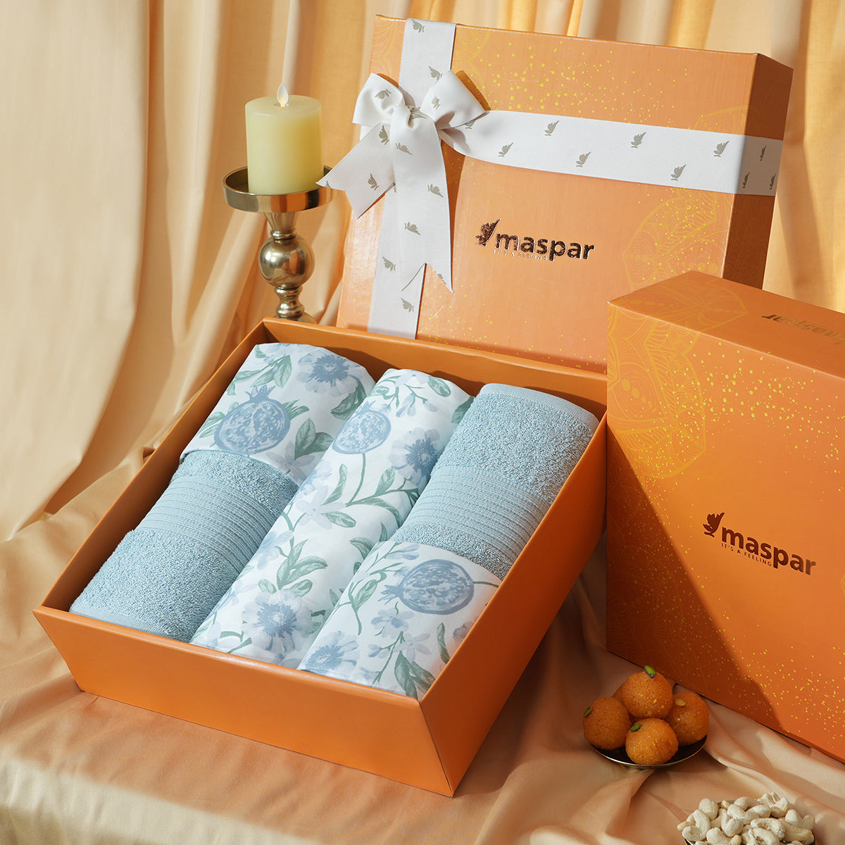 Bed Bath Set 6 Pcs Ideal For Gifting Blooming Petals Blue