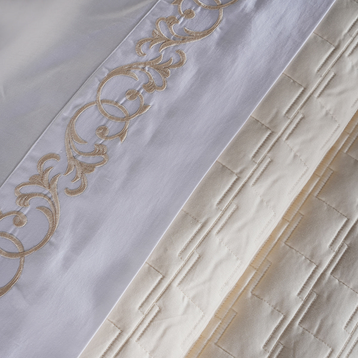 Chester Luxica Cream 11PC Quilt/Quilted Bed Cover Set