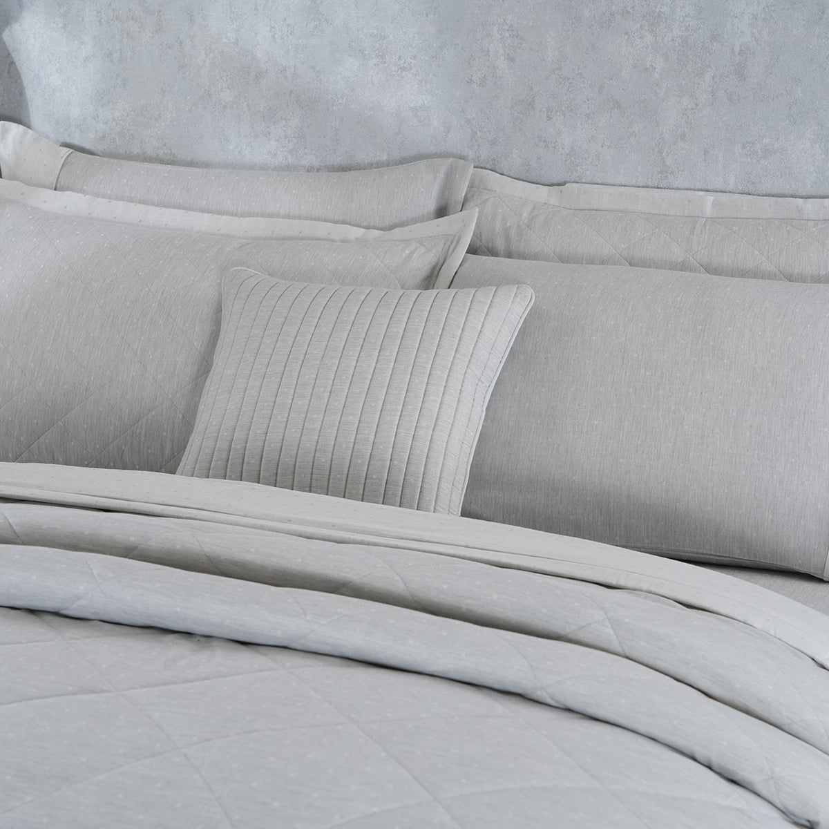 Muted Dot 100% Natural Cotton Filling Grey 8PC Quilt/Quilted Bed Cover Set