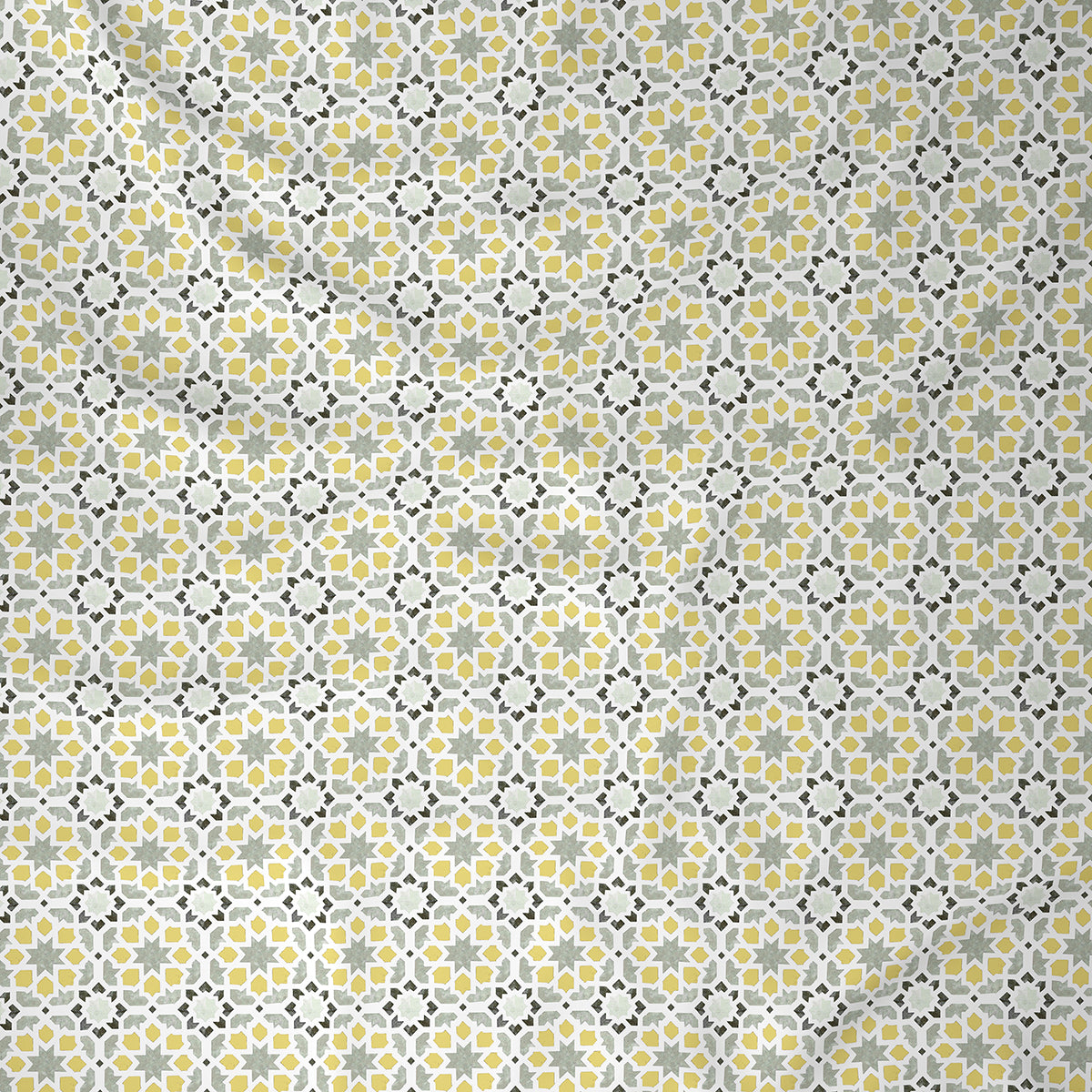 Inhouse Ardour Darien Printed 200 TC 100% Cotton Gold Bed Sheet with Pillow Case