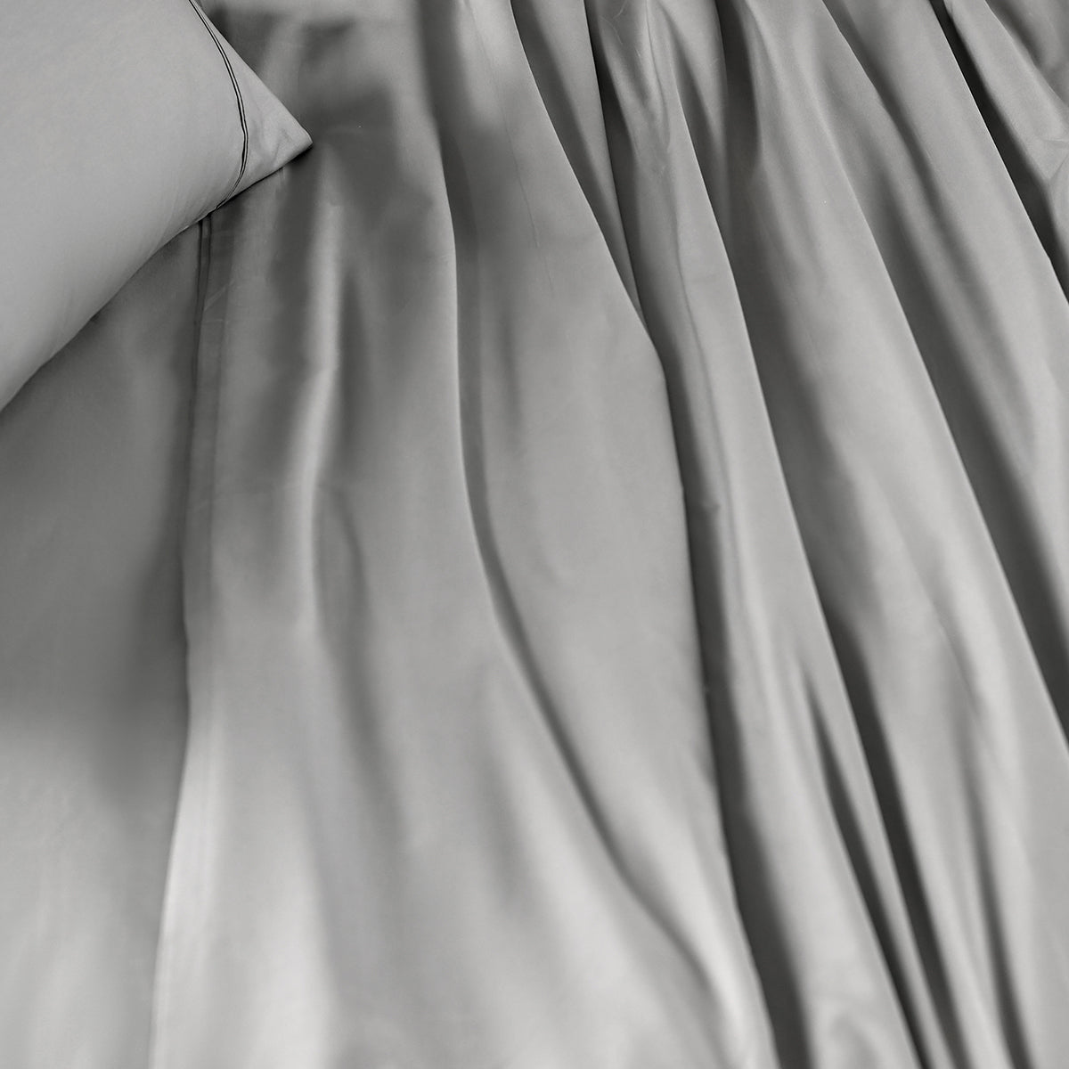 Eden Crisp & Light Weight 100% Cotton Solid Grey Bed Sheet with Pillow Case