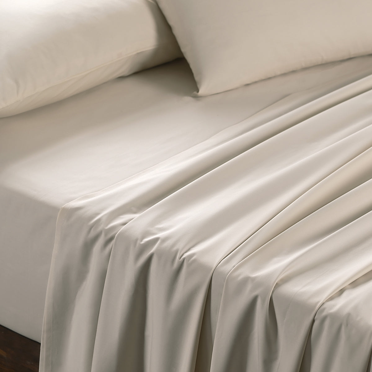 Eden Crisp & Light Weight 100% Cotton Solid Beige Bed Sheet with Pillow Case