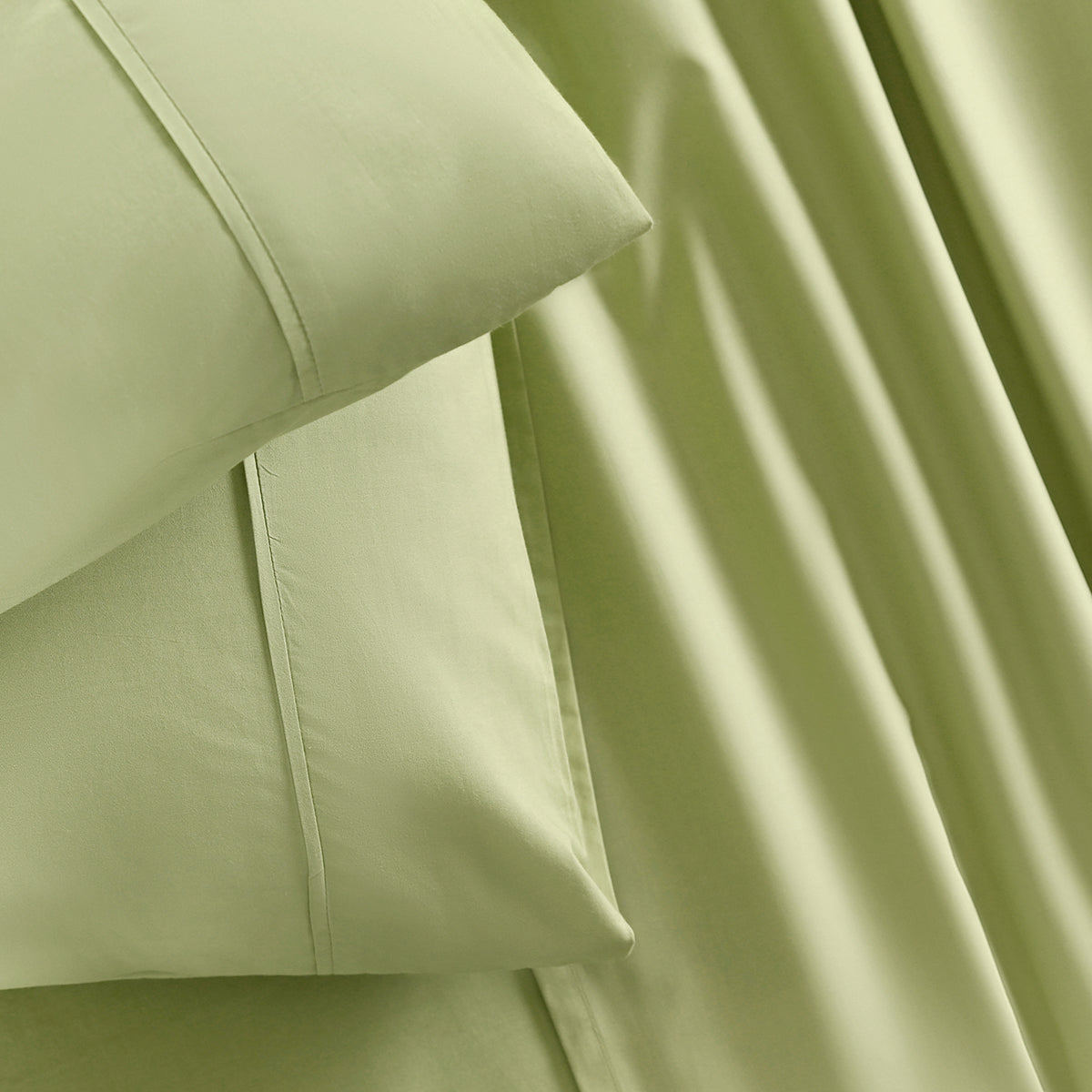 Eden Crisp & Light Weight 100% Cotton Solid Green Bed Sheet with Pillow Case