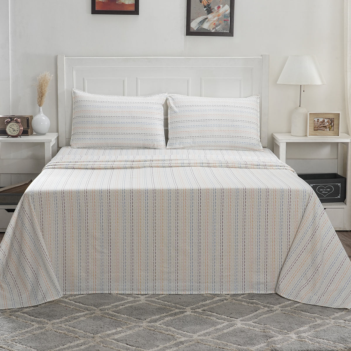 Optimist Bloom 100% Cotton Printed Bed Sheet with Pillow Case