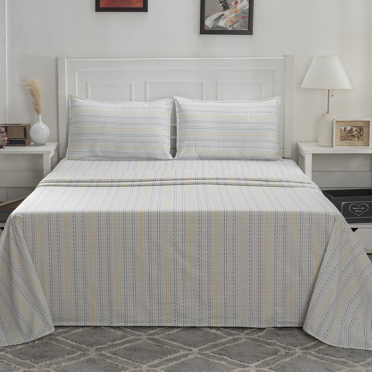 Optimist Bloom 100% Cotton Printed Bed Sheet with Pillow Case