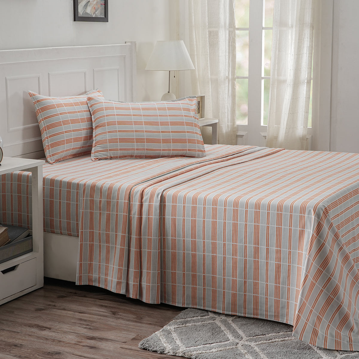 Optimist Bloom 100% Cotton Printed Bed Sheet with Pillow Case