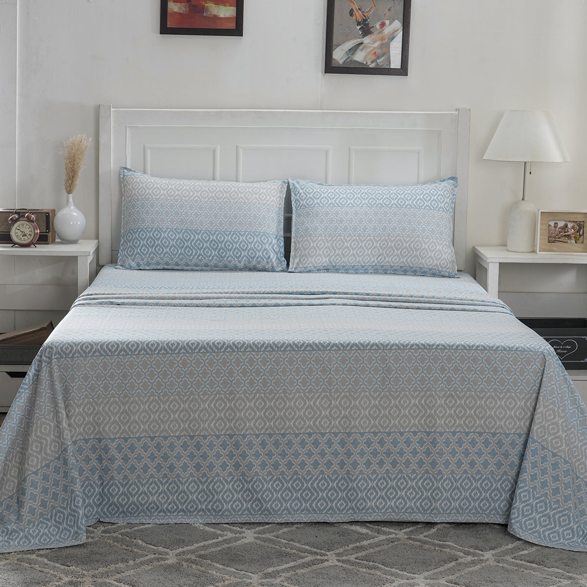 Optimist Bloom 100% Cotton Printed Bed Sheet with Pillow Case