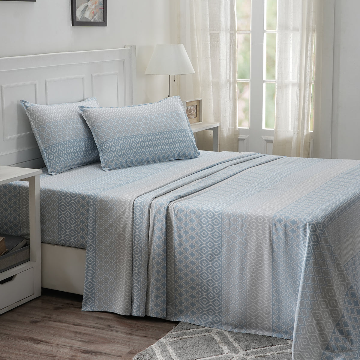 Optimist Bloom 100% Cotton Printed Bed Sheet with Pillow Case