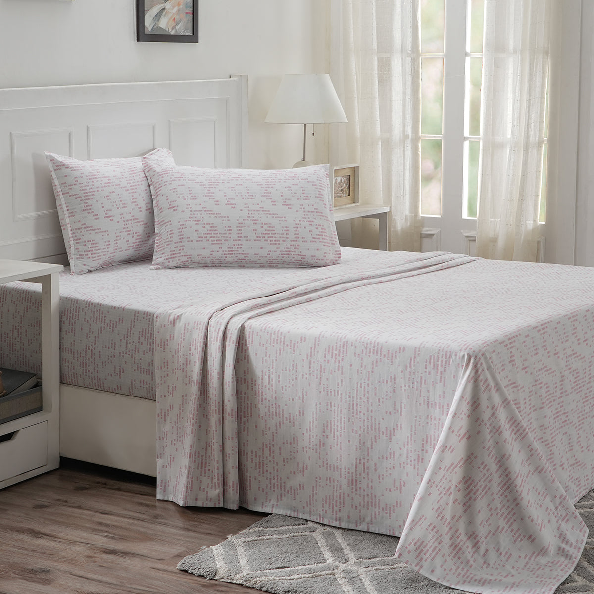 Optimist Bloom 100% Cotton Printed Bed Sheet with Pillow Case
