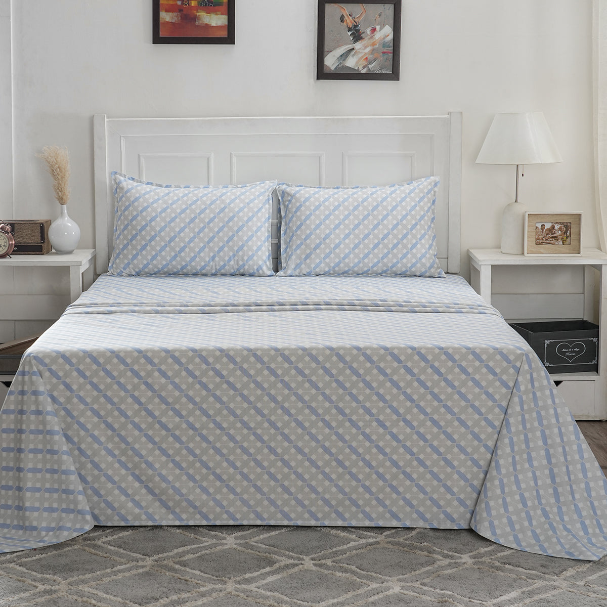 Optimist Bloom 100% Cotton Printed Bed Sheet with Pillow Case