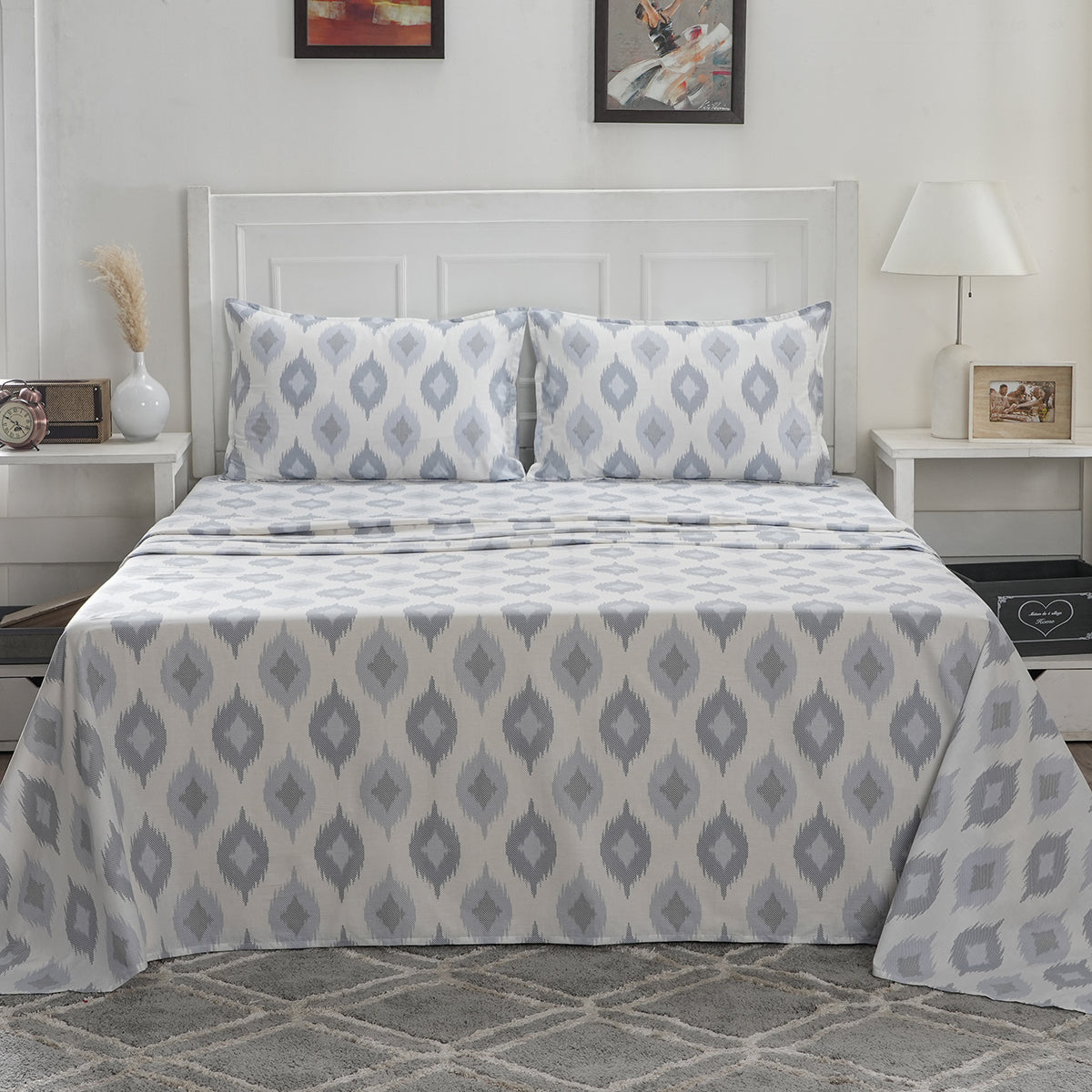 Optimist Bloom 100% Cotton Printed Bed Sheet with Pillow Case