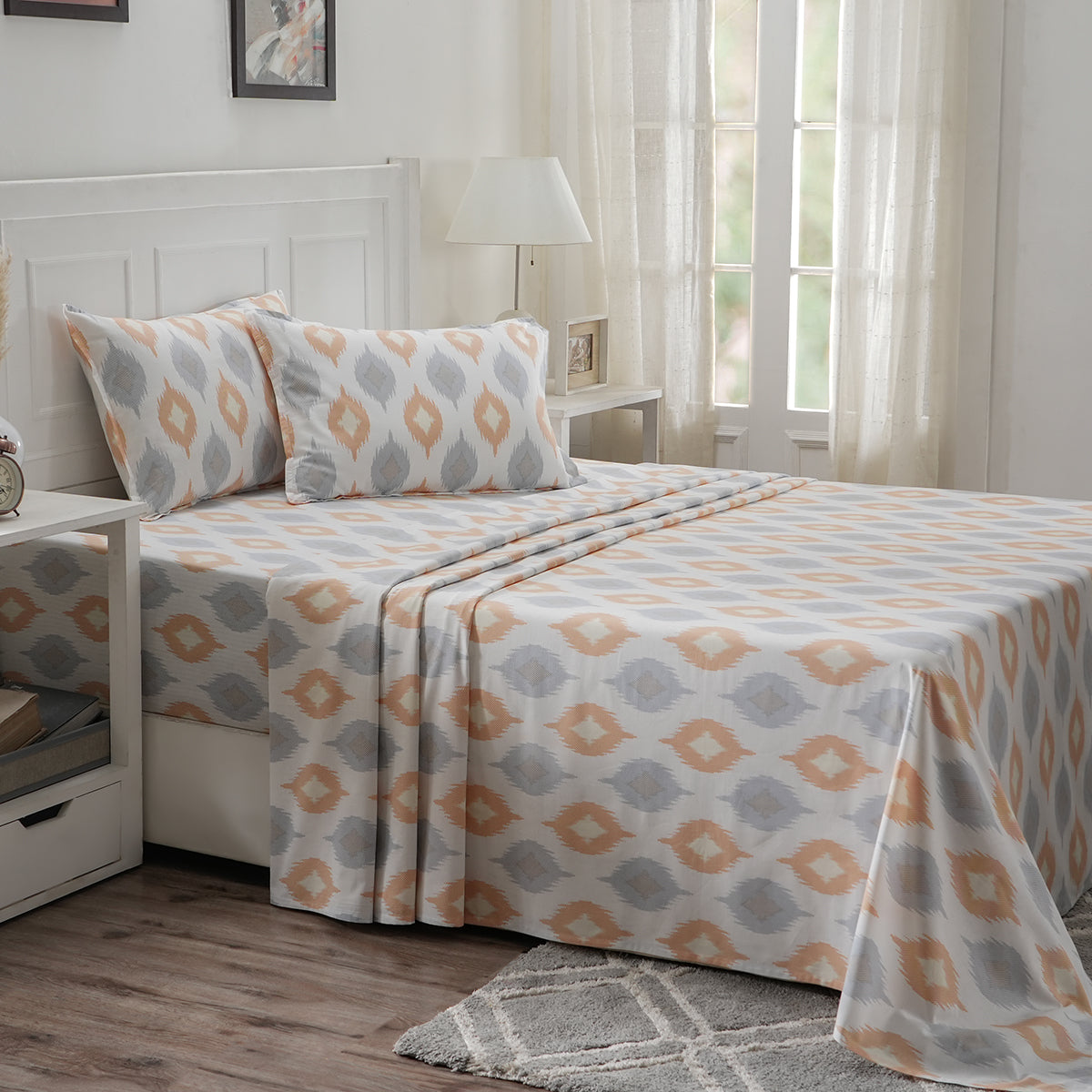 Optimist Bloom 100% Cotton Printed Bed Sheet with Pillow Case