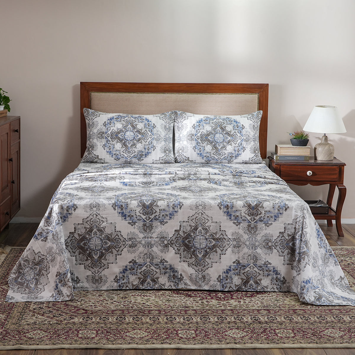 Utopian Regan 400TC Cotton Excessive Extreme Printed King Bedsheet With Pillow Covers